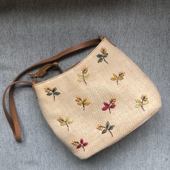 Vintage Genuine Fossil Straw Shoulder Bag pristine - Picture 1 of 8